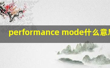 performance mode什么意思中文